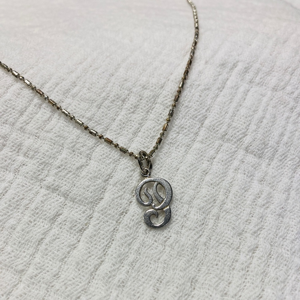 Script Initial P Pendant Sterling Sliver Necklace